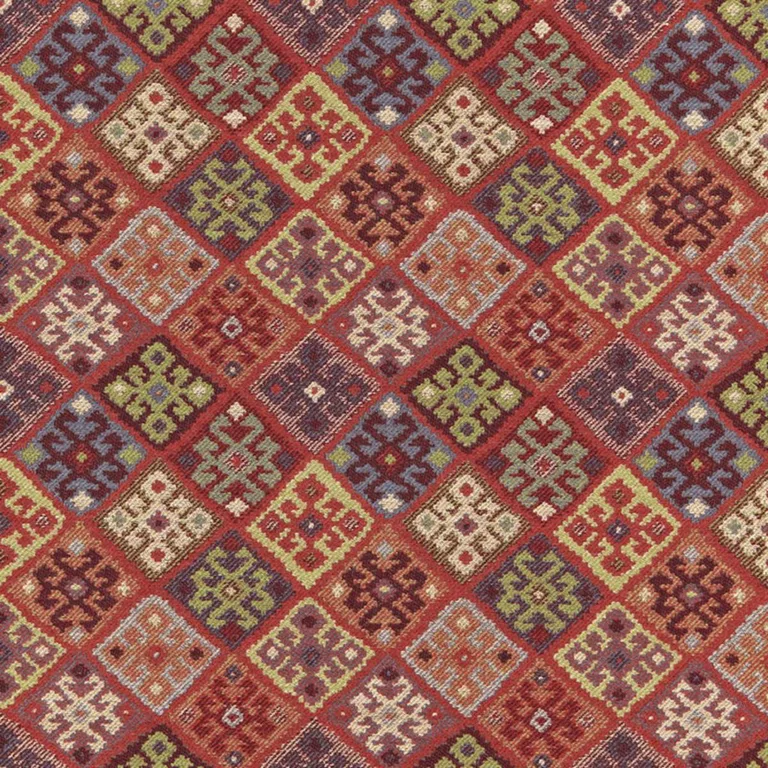 Schumacher 67142 Kilim Weave Carmine fabric swatch
