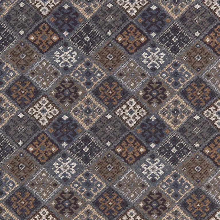 Schumacher 67141 Kilim Weave Denim fabric swatch