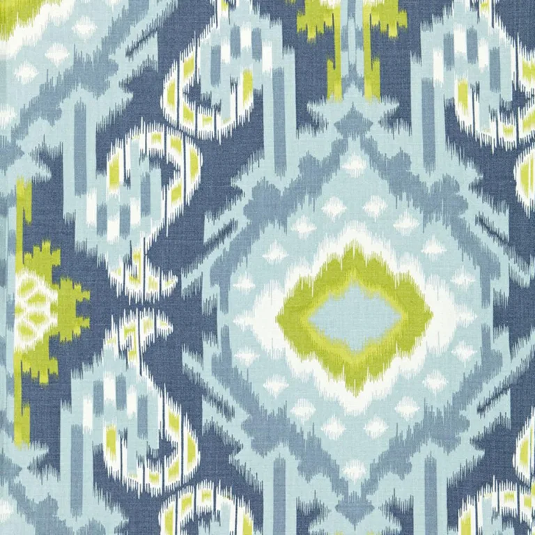 Schumacher 174982 Kiribati Ikat Print Aquamarine fabric swatch