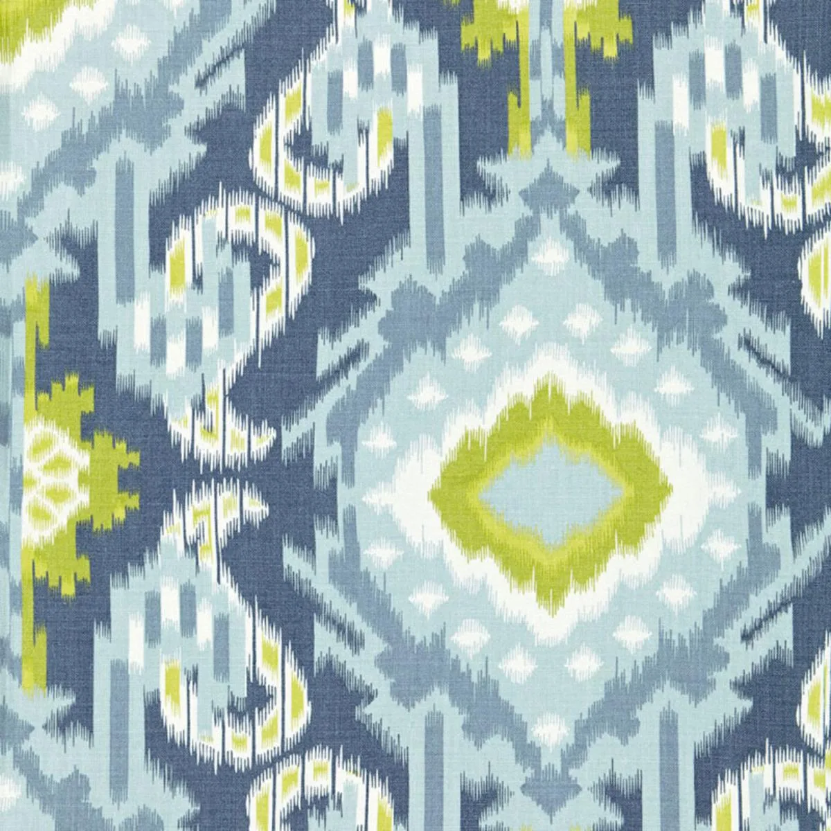 Schumacher 174982 Kiribati Ikat Print Aquamarine fabric swatch