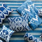 Schumacher 69480 Kiva Embroidered Ikat Lapis fabric swatch