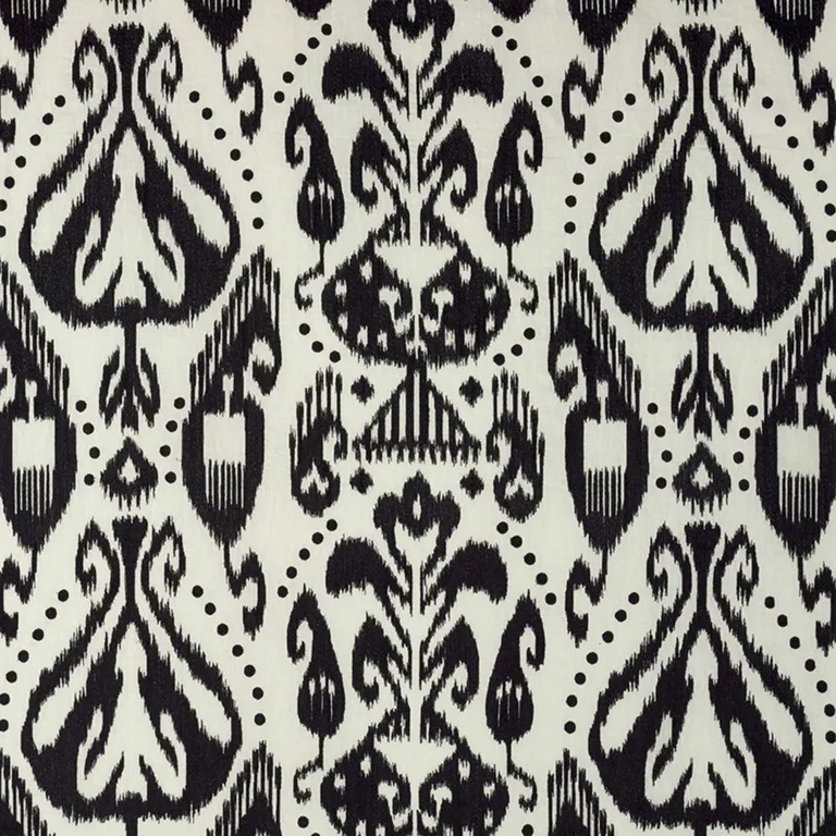 Schumacher 69482 Kiva Embroidered Ikat Raven fabric swatch