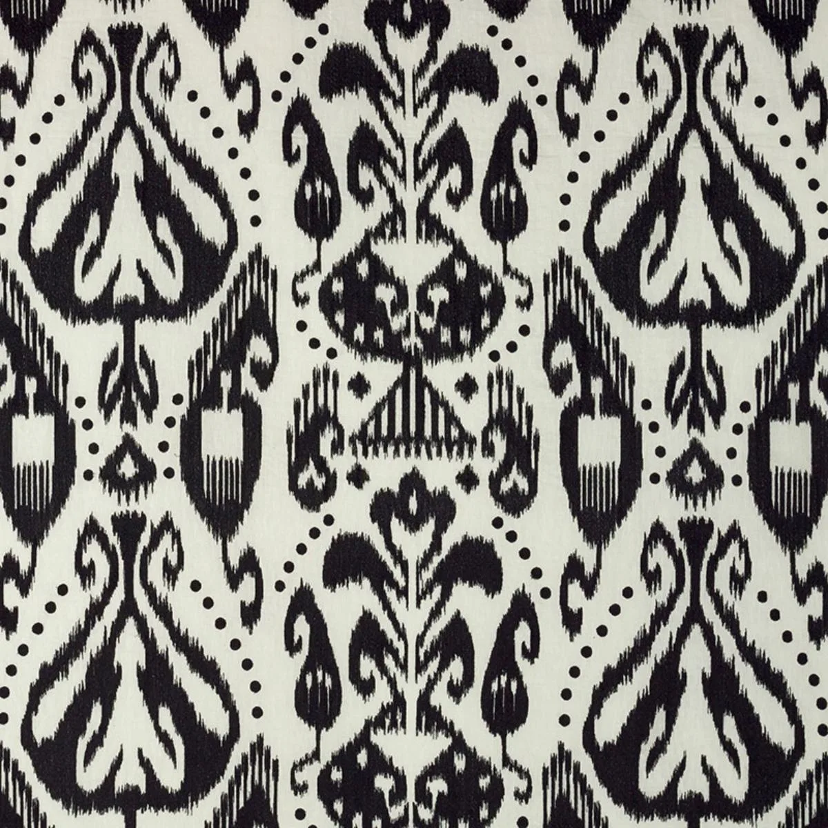 Schumacher 69482 Kiva Embroidered Ikat Raven fabric swatch