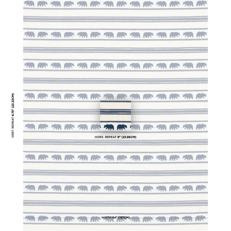Schumacher 84990 Koda Stripe Indigo fabric swatch