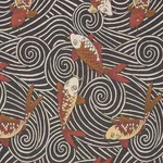 Schumacher 85590 Koi Fish Midnight fabric swatch