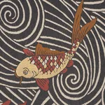 Schumacher 85590 Koi Fish Midnight fabric swatch