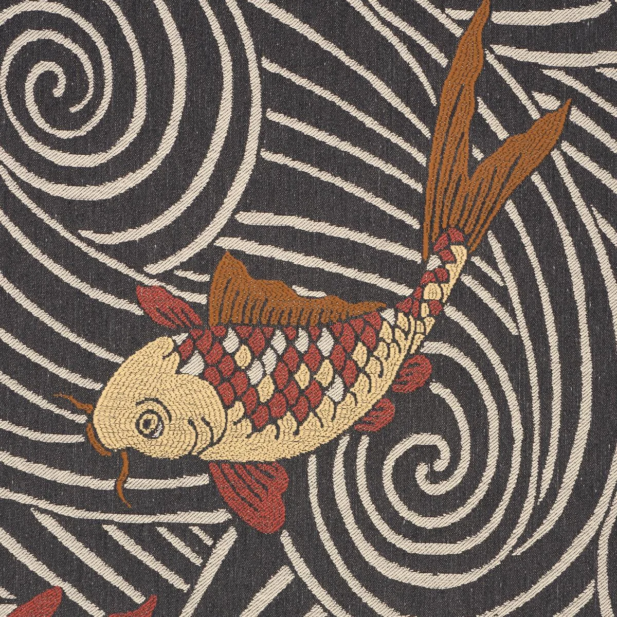 Schumacher 85590 Koi Fish Midnight fabric swatch