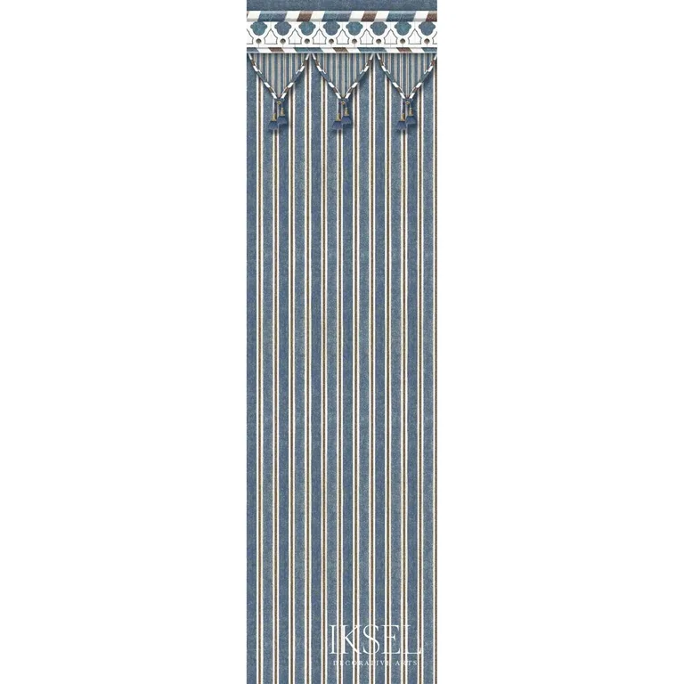 Schumacher RF712CS43 Kubilai's Tent Blue fabric swatch