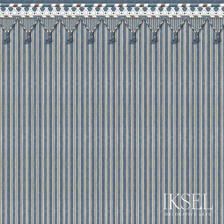 Schumacher RF712CS43 Kubilai's Tent Blue fabric swatch