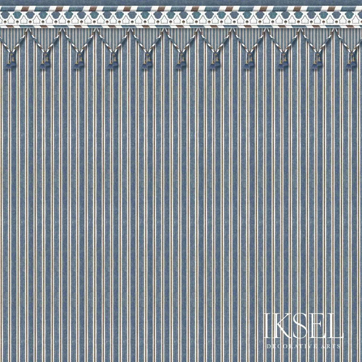Schumacher RF712CS43 Kubilai's Tent Blue fabric swatch