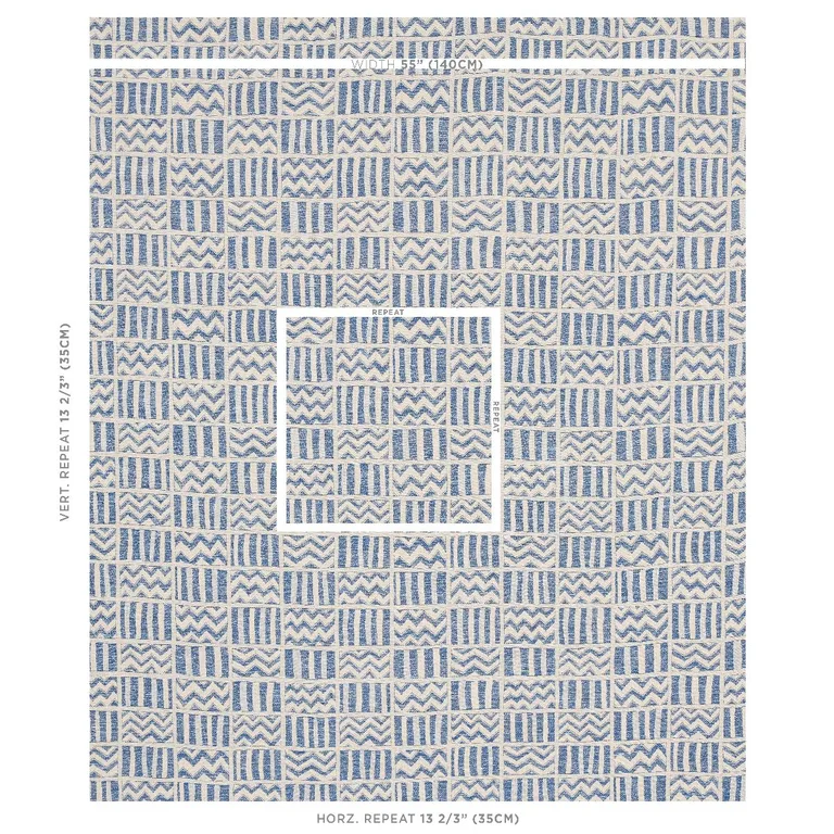 Schumacher 79762 Kudu Blue fabric swatch