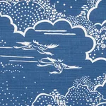 Schumacher 177520 Kumo Village Blue fabric swatch