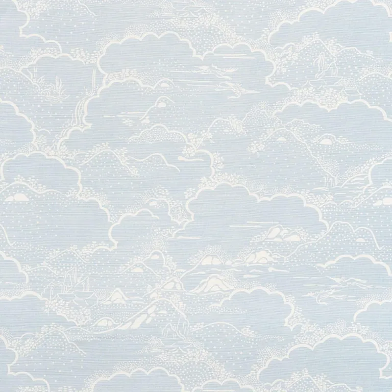 Schumacher 177521 Kumo Village Sky fabric swatch