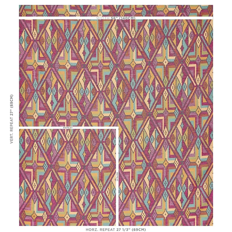 Schumacher 80280 Kuzma Magenta fabric swatch