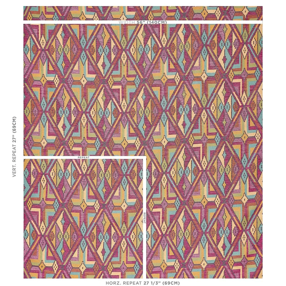Schumacher 80280 Kuzma Magenta fabric swatch