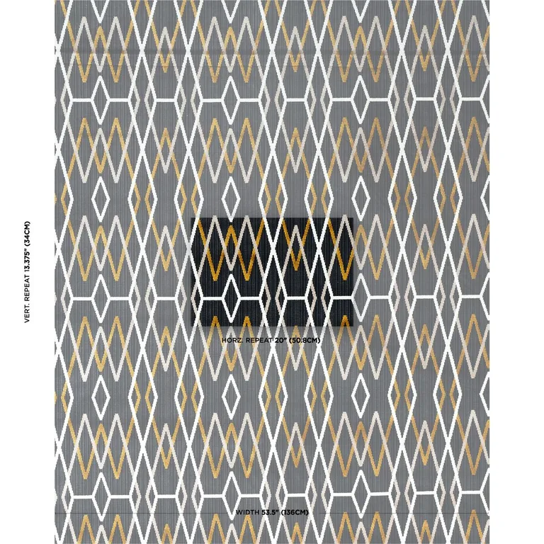 Schumacher 79530 Kyoto Trellis Soot fabric swatch