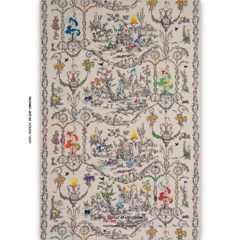Schumacher 84520 La Liberte Americaine Toile Multiverse fabric swatch