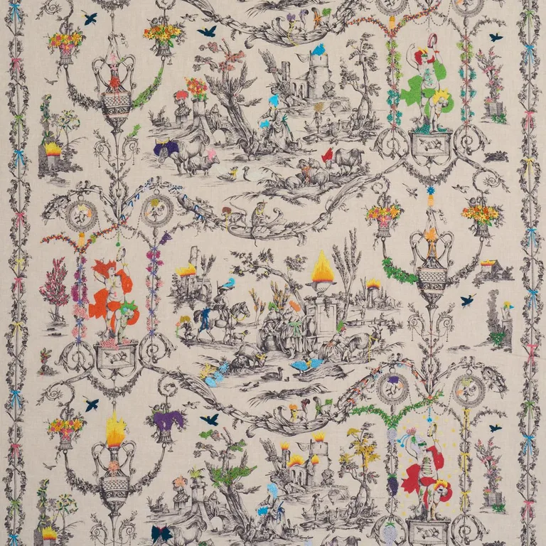 Schumacher 84520 La Liberte Americaine Toile Multiverse fabric swatch