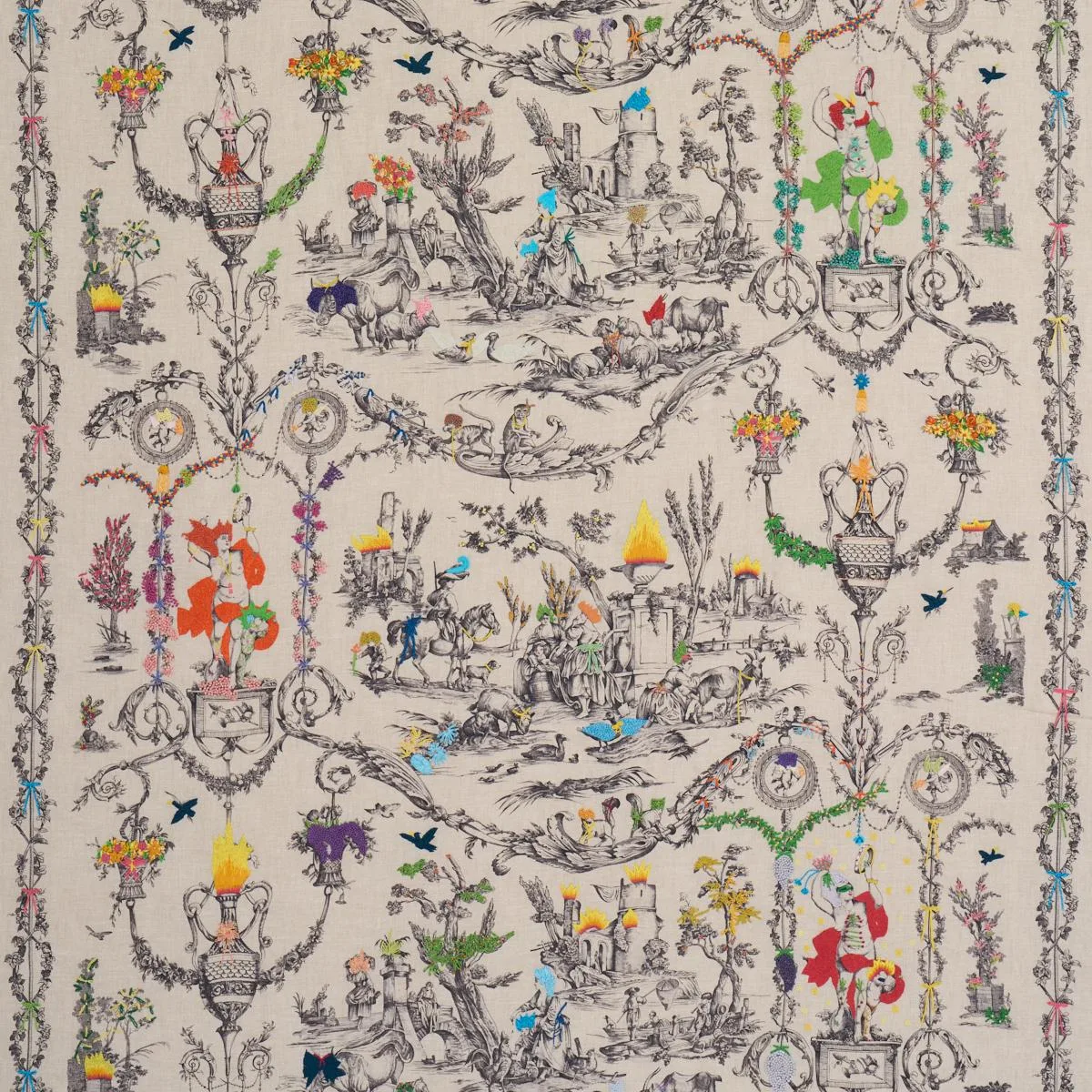 Schumacher 84520 La Liberte Americaine Toile Multiverse fabric swatch