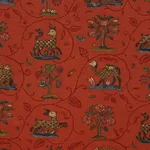 Schumacher 172762 La Menagerie Flame Red fabric swatch