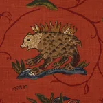 Schumacher 172762 La Menagerie Flame Red fabric swatch