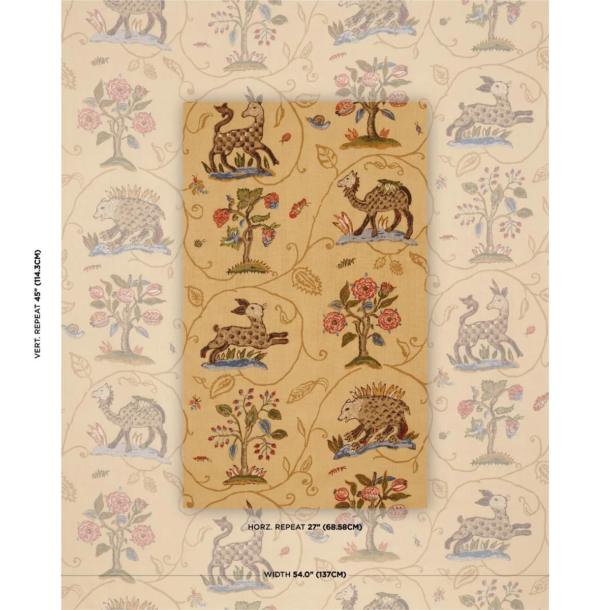 Schumacher 172761 La Menagerie Marigold fabric swatch