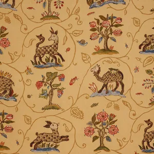 Schumacher 172761 La Menagerie Marigold fabric swatch