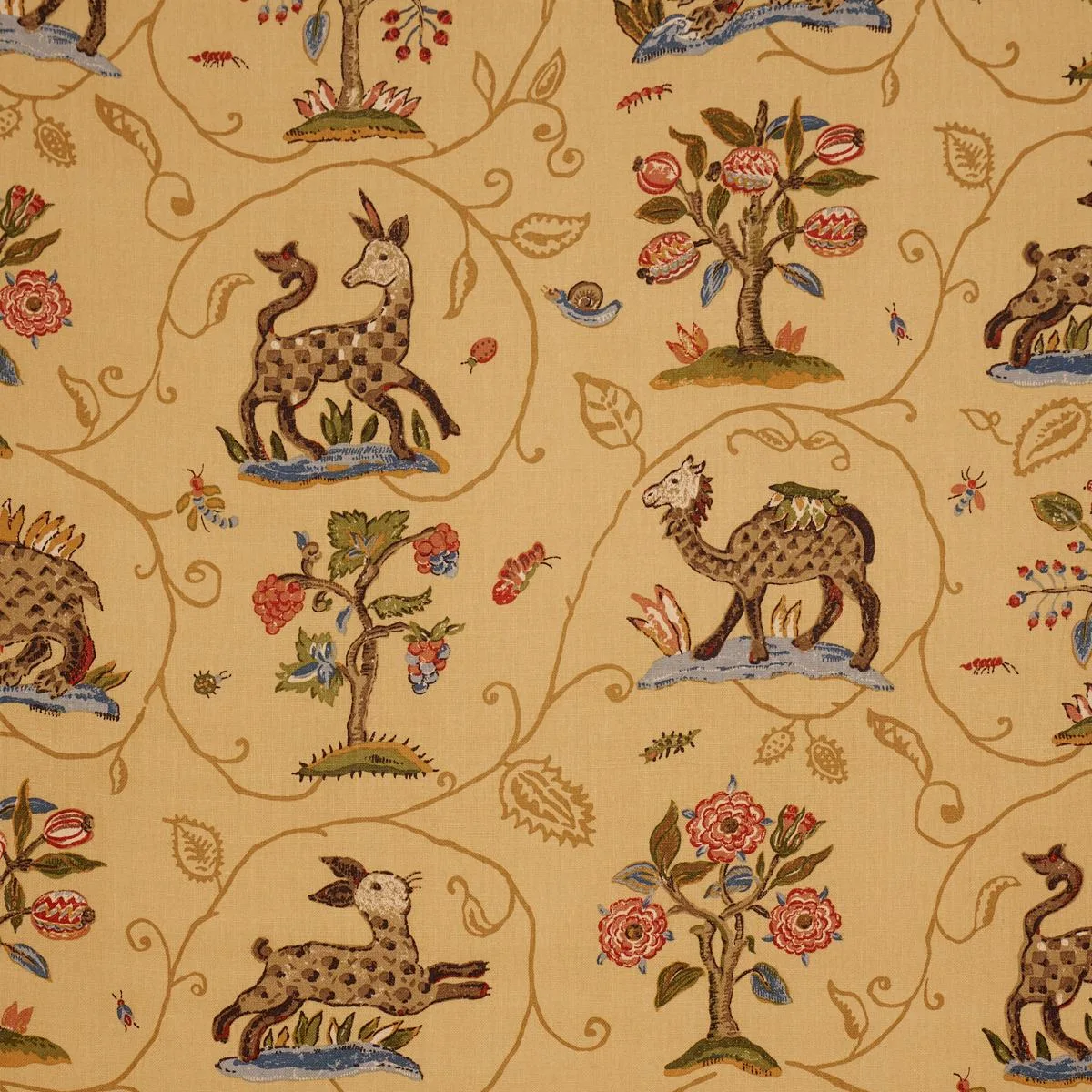 Schumacher 172761 La Menagerie Marigold fabric swatch