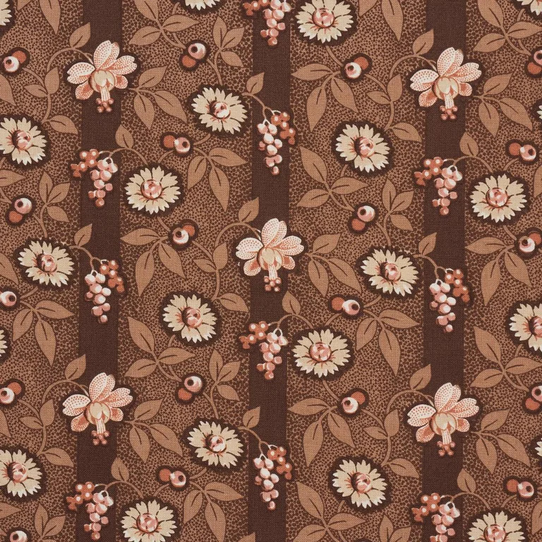 Schumacher 181701 La Rue Stripe Cognac fabric swatch