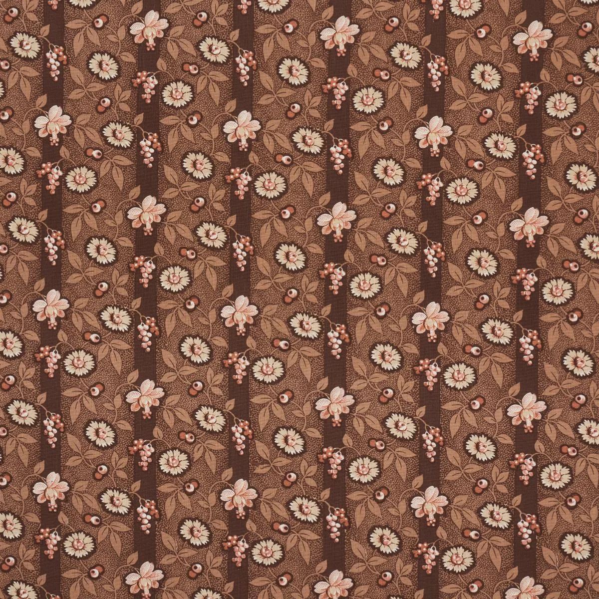 Schumacher 181701 La Rue Stripe Cognac fabric swatch