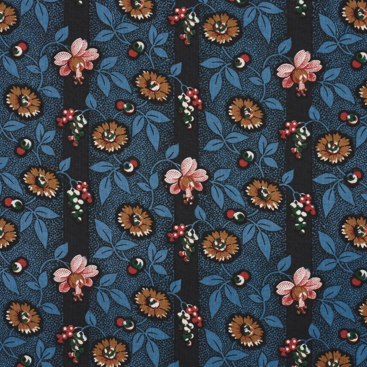Schumacher 181700 La Rue Stripe Midnight fabric swatch