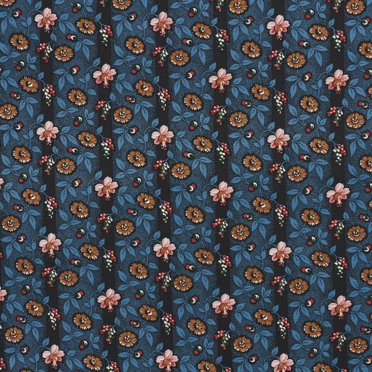 Schumacher 181700 La Rue Stripe Midnight fabric swatch