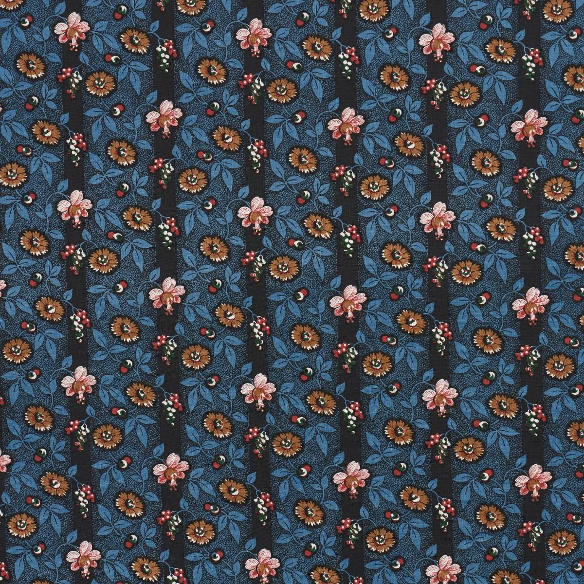 Schumacher 181700 La Rue Stripe Midnight fabric swatch
