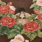 Schumacher 181041 Lady Hollyhock Brown fabric swatch