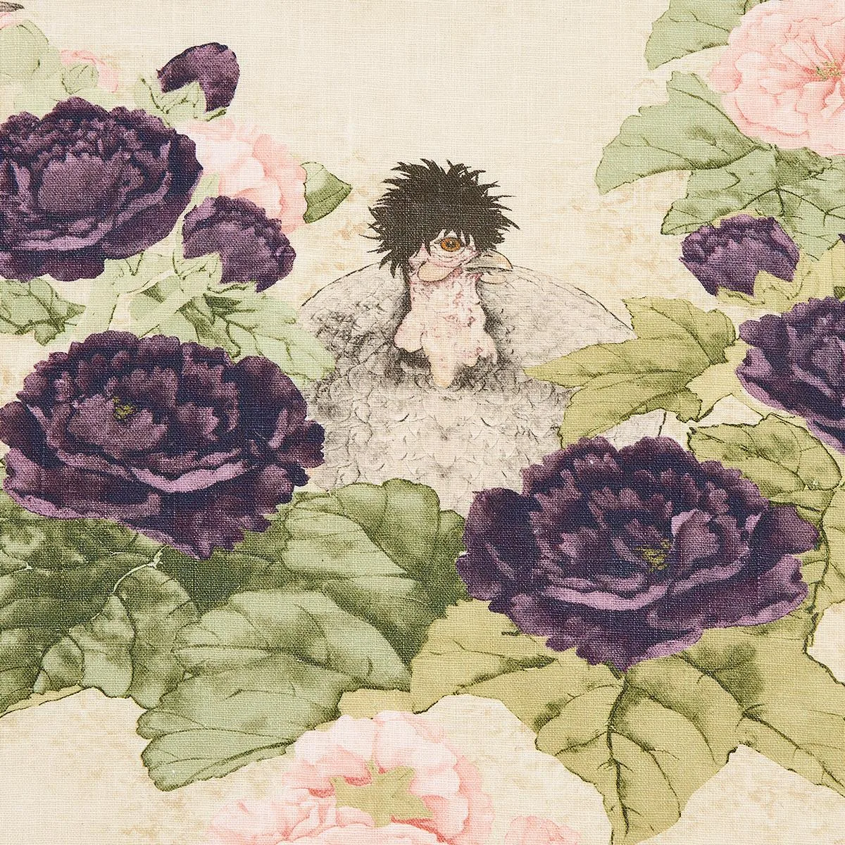 Schumacher 181040 Lady Hollyhock Creme fabric swatch