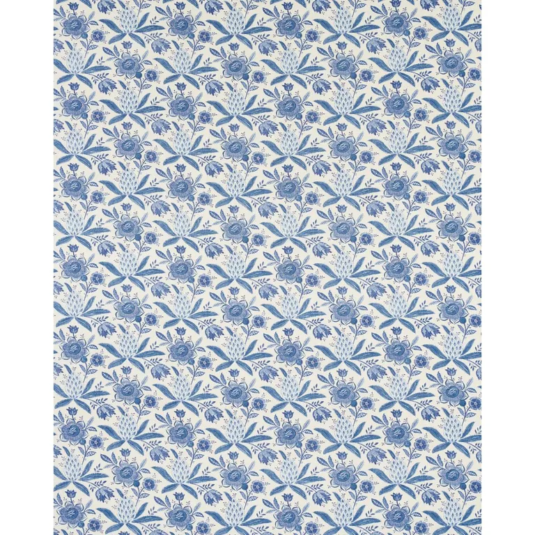 Schumacher 180251 Lafayette Botanical Cornflower fabric swatch