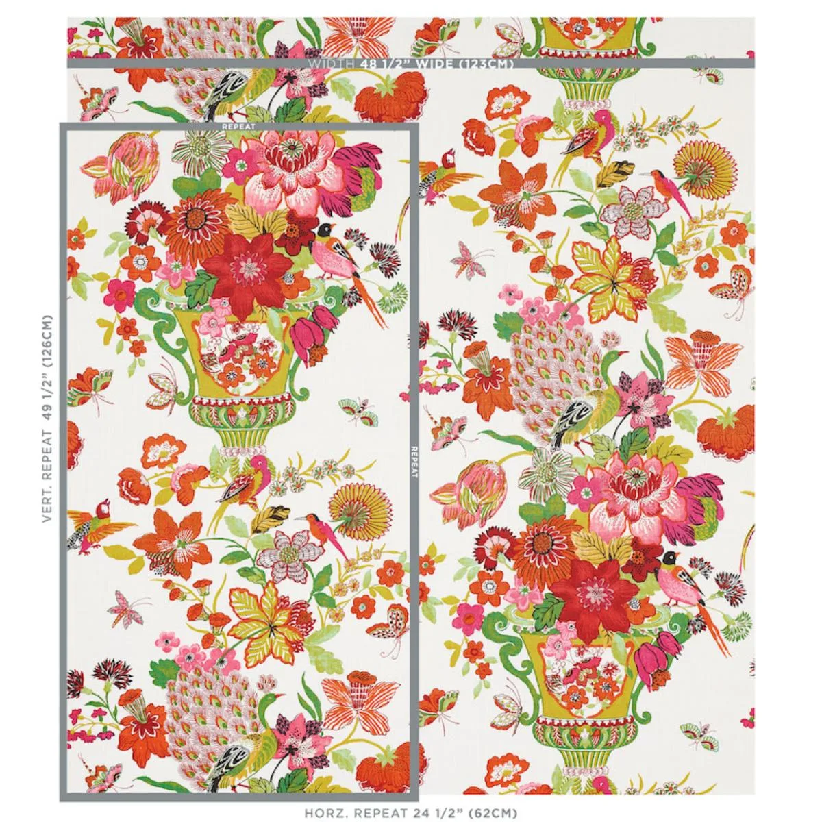 Schumacher 173072 Lansdale Bouquet Summer fabric swatch