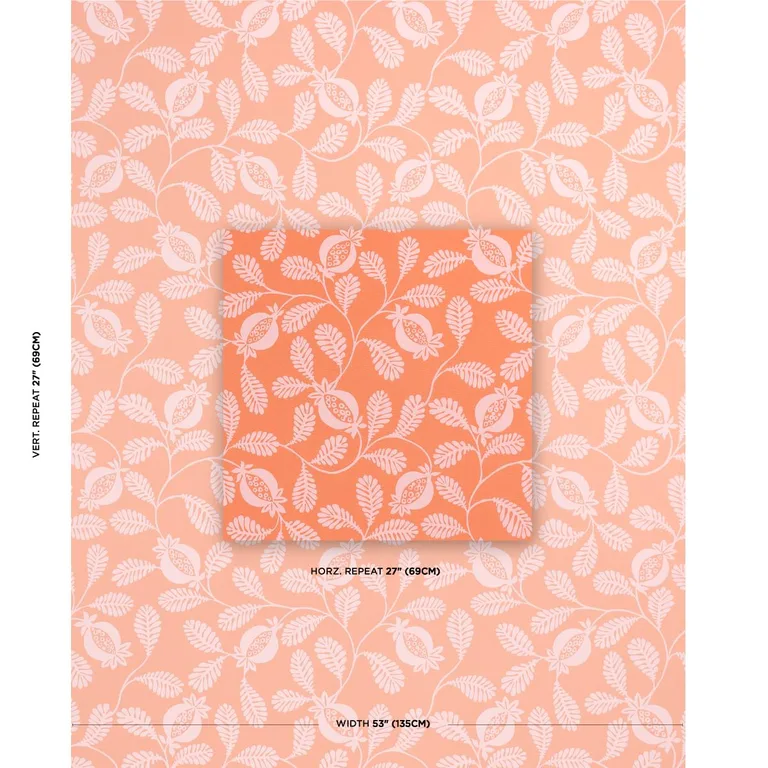 Schumacher 180992 Lanzadera Vine Indoor/Outdoor Melon fabric swatch
