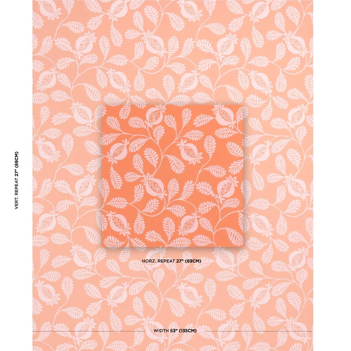 Schumacher 180992 Lanzadera Vine Indoor/Outdoor Melon fabric swatch