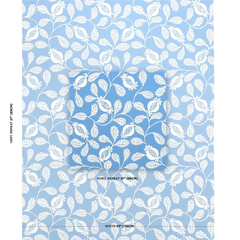 Schumacher 180990 Lanzadera Vine Indoor/Outdoor Ocean fabric swatch