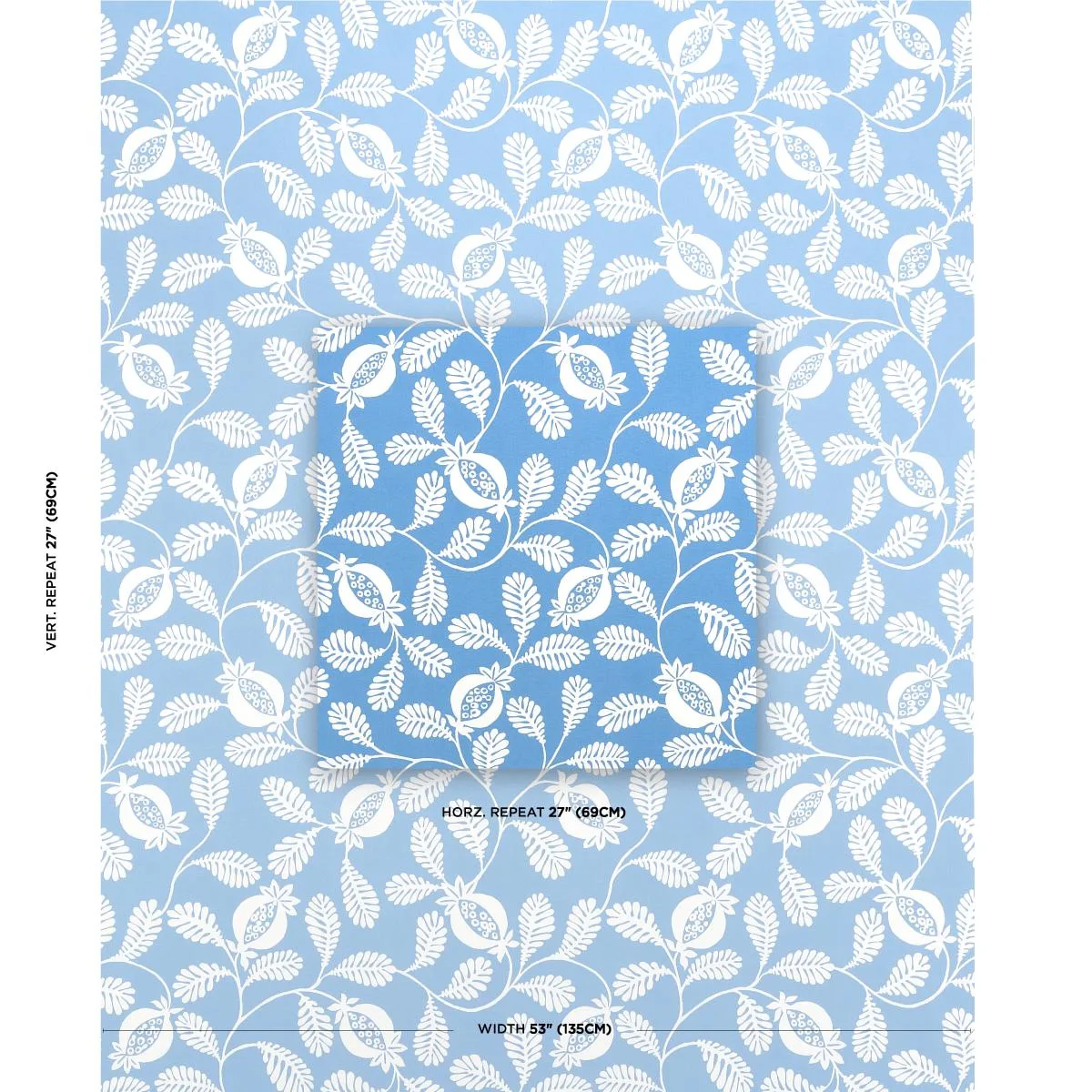Schumacher 180990 Lanzadera Vine Indoor/Outdoor Ocean fabric swatch