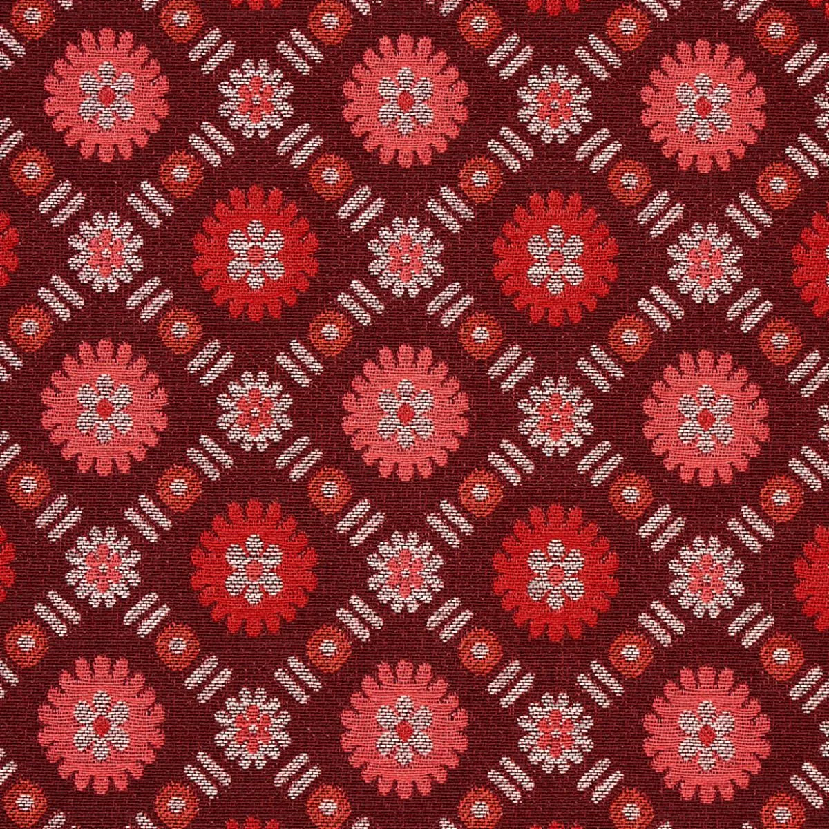Schumacher 80771 Larissa Burgundy fabric swatch