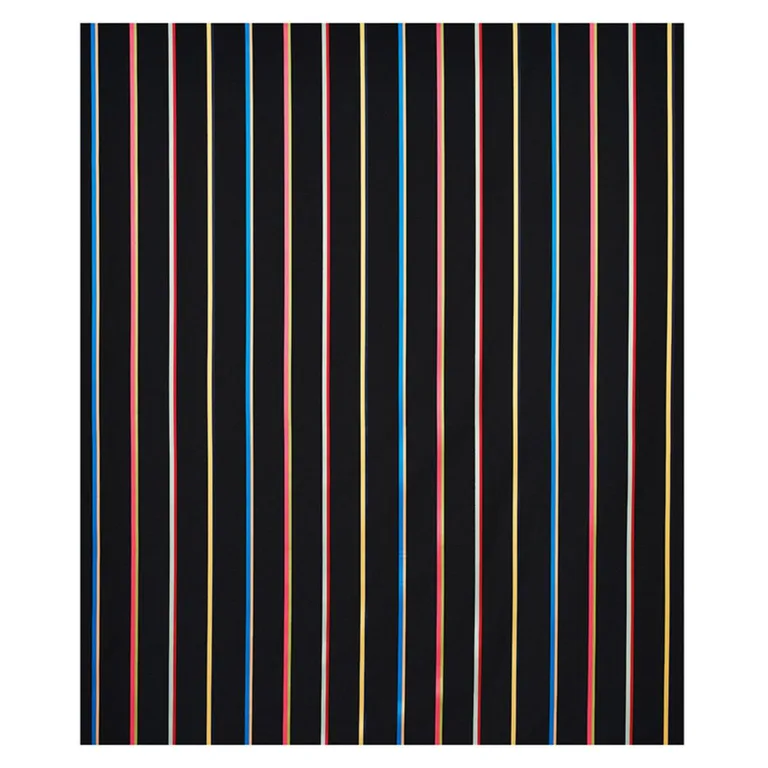 Schumacher 79561 Larivey Stripe Charcoal fabric swatch