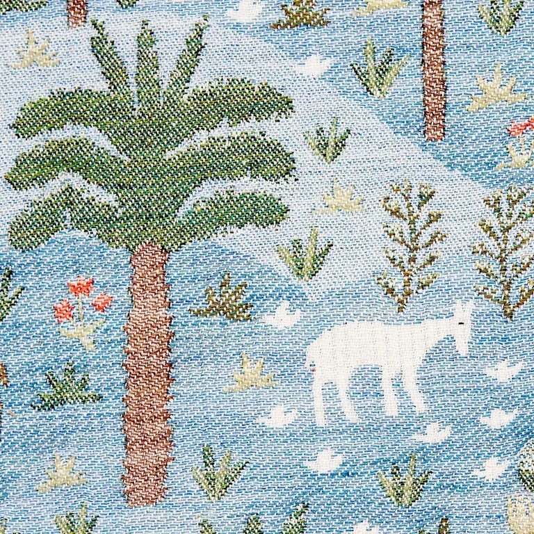 Schumacher 81961 Las Colinas Scenic Tapestry Blue fabric swatch