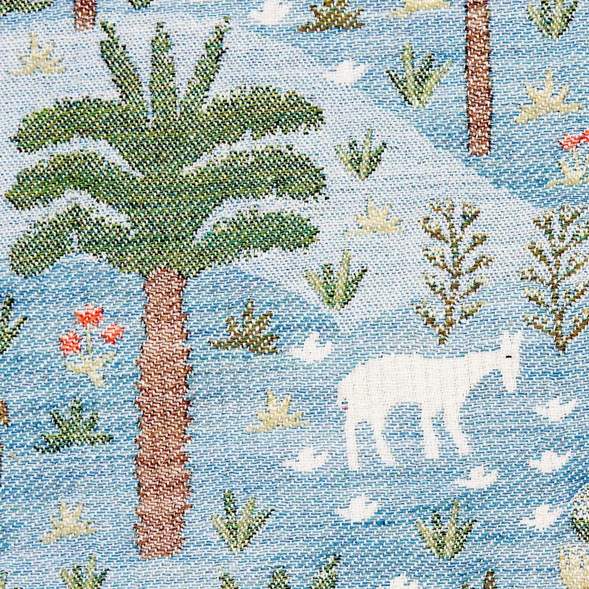 Schumacher 81961 Las Colinas Scenic Tapestry Blue fabric swatch