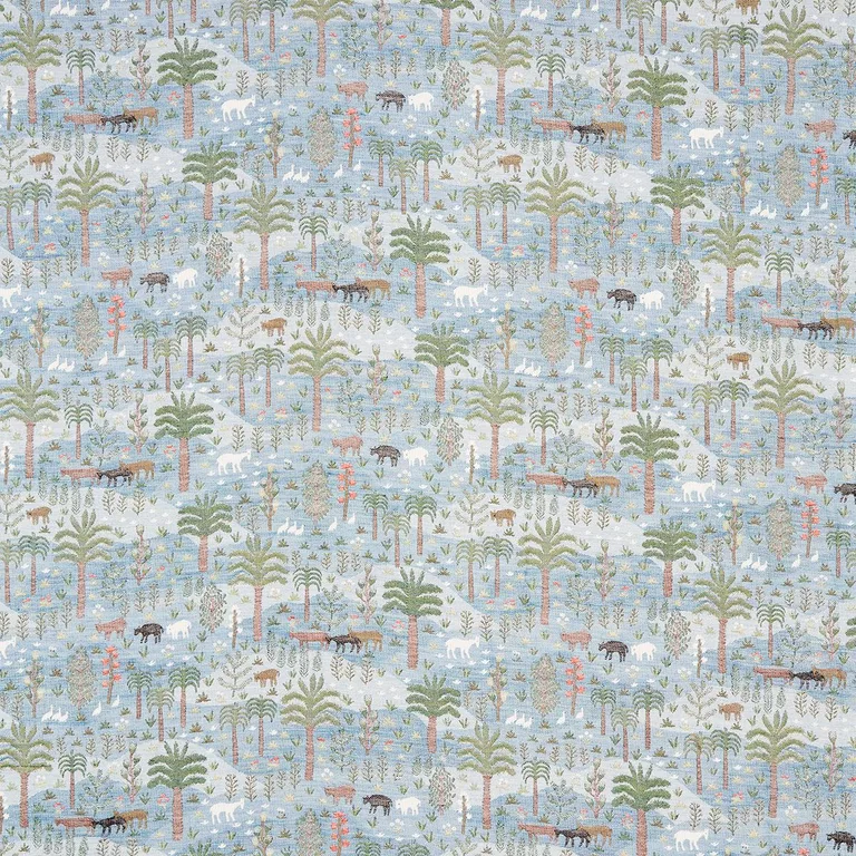 Schumacher 81961 Las Colinas Scenic Tapestry Blue fabric swatch