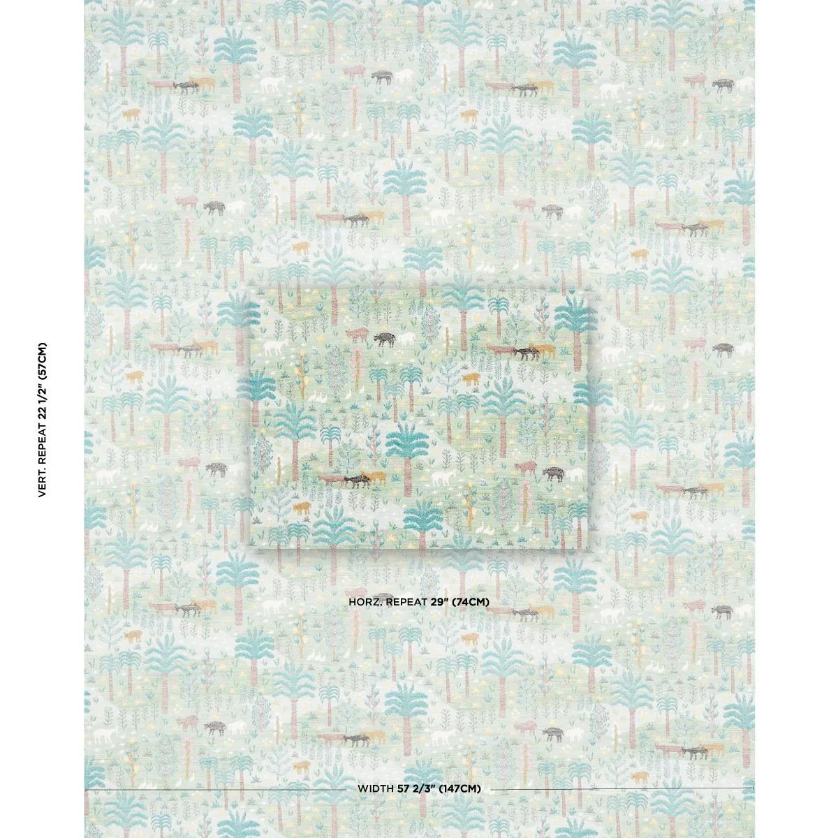 Schumacher 81960 Las Colinas Scenic Tapestry Green fabric swatch