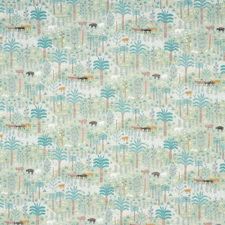 Schumacher 81960 Las Colinas Scenic Tapestry Green fabric swatch