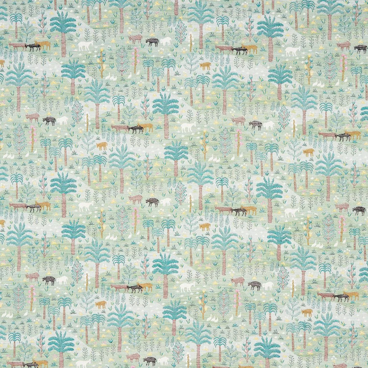 Schumacher 81960 Las Colinas Scenic Tapestry Green fabric swatch