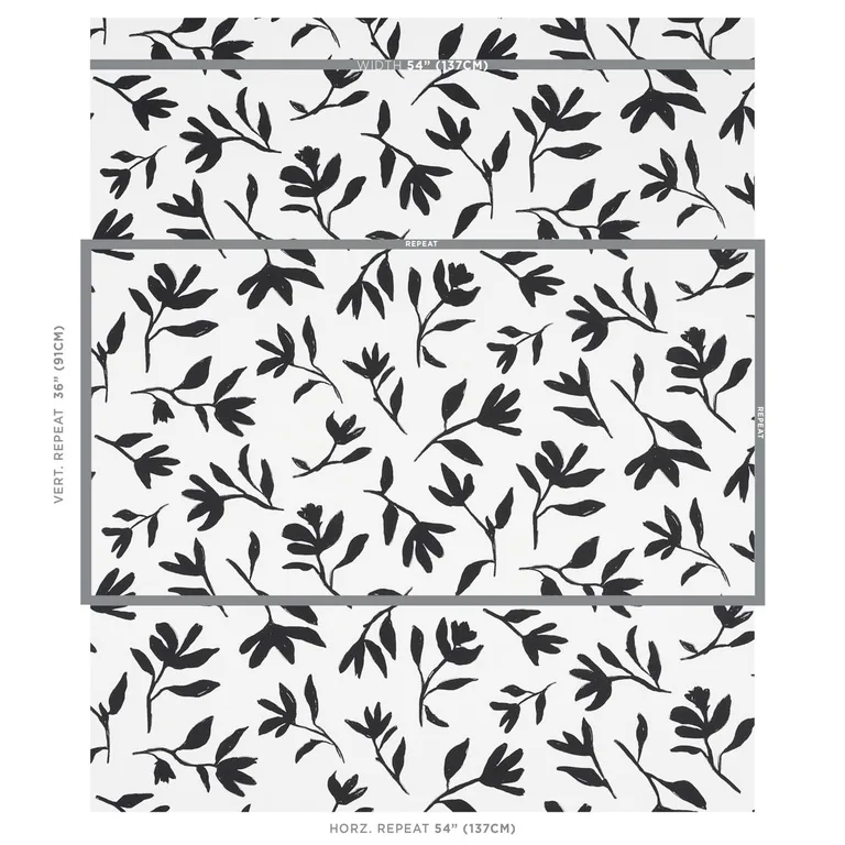 Schumacher 180011 Laurel Black fabric swatch